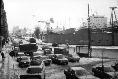 Havnefronten. Billedet tilhører Islands Brygges lokalhistoriske forening og arkiv