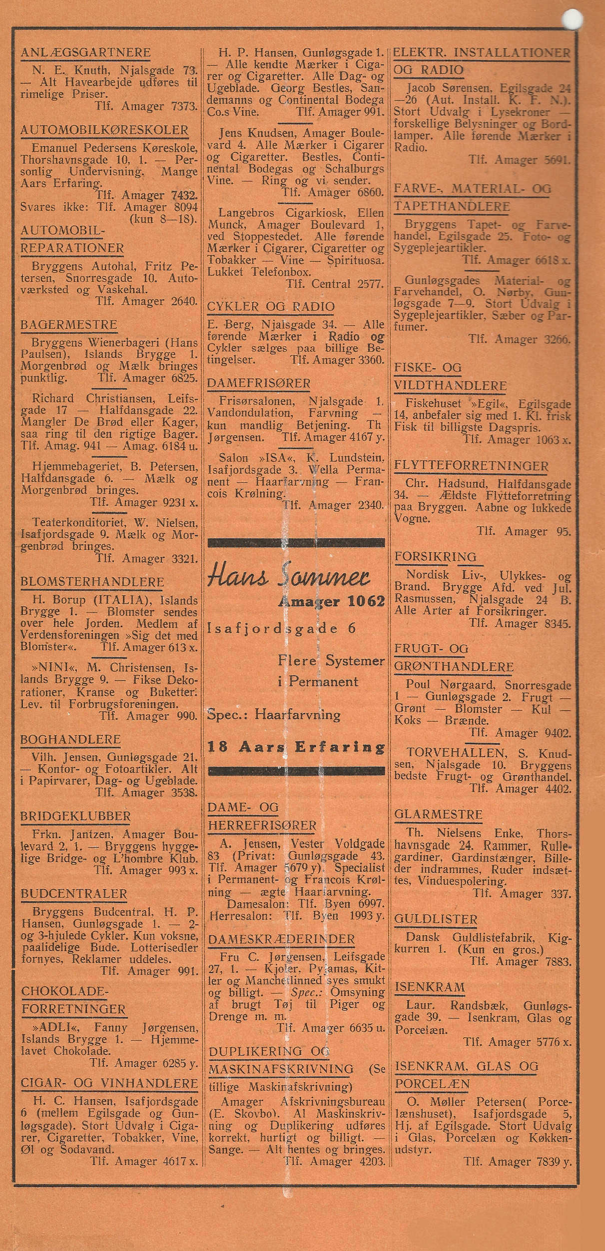 Bryggens telefontavle 1938 side 1