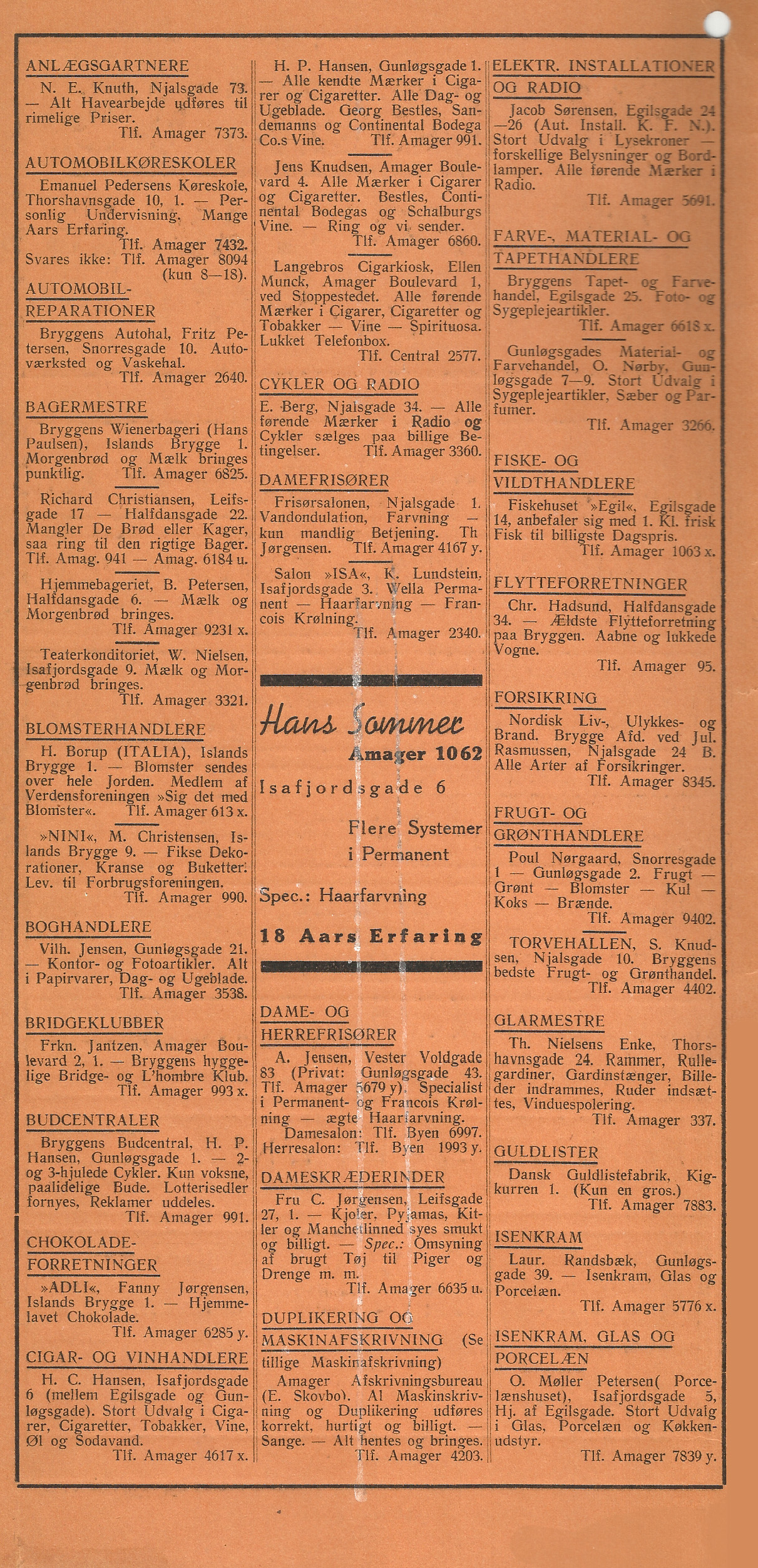 Bryggens telefontavle 1938 side 1 Bryggens telefontavle 1938 side 1