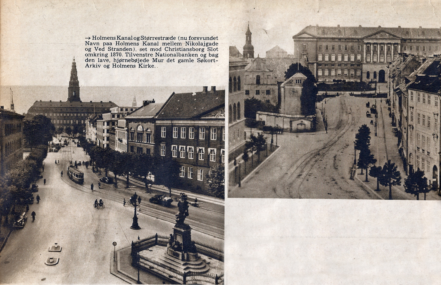 København før og nu fra 1938 Christiansborg omkring 1870 og 1938