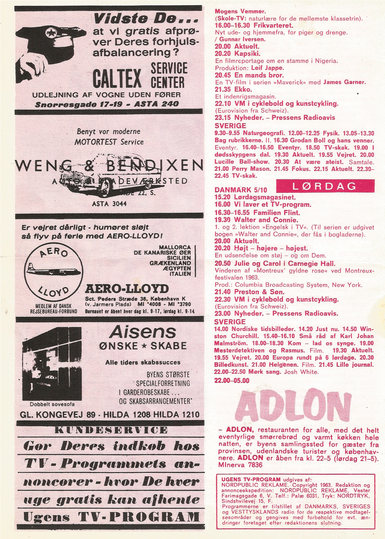 Ugens tv program 1963 bagside Ugens tv program 1963 bagside
